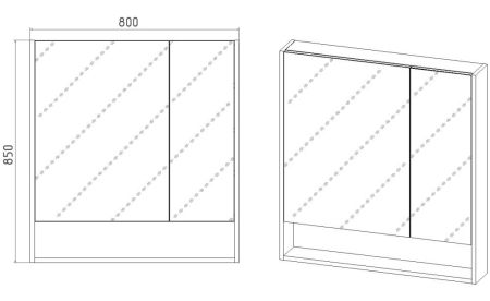 Зеркальный Шкаф VIANT  "Мальта" 80 правый/левый без света  134х800х850  (VMAL80-ZSH), артикул VMAL80-ZSH