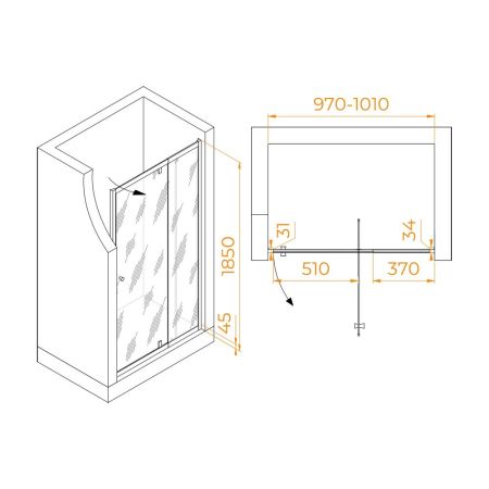 Душевая дверь RGW PA-02B NEW (Прозрачное, 1000), артикул 41080200-14