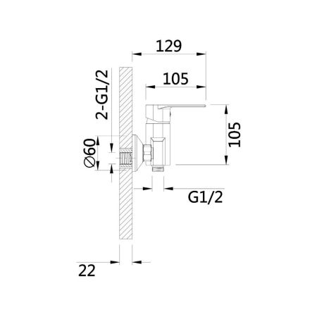 Смеситель для душа D-Lin D160363-C, белый/хром