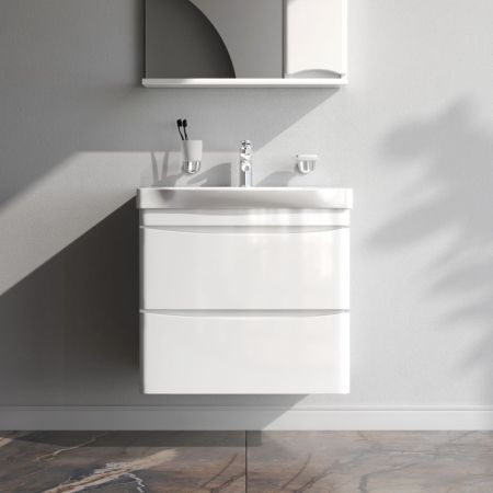 M80FHX0652WG Like, База под раковину, подвесная, 65 см, 2 ящика, белый, глянцевая, шт, артикул M80FHX0652WG