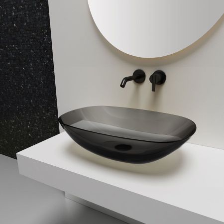 Раковина прозрачная Vincea VBS-6T12B, 540*360*150, накладная, цвет черный, артикул VBS-6T12B