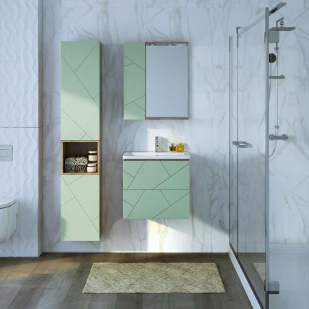 Тумба под раковину подвесная Бриклаер КРИСТАЛЛ фисташковый, 60 см, артикул 4627125417153