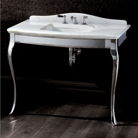 Devon Jacqueline Ceramic Консоль (109х58хh85,5/95,6 см):мраморная . столешница с 1отв., цвет:бел, с металл.структурой напольн, цвет хром, артикул DEJACQCARCR