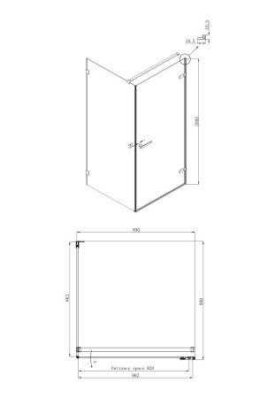 Душевой уголок Ambassador Abner 10011102R-ST7, квадратный, линейный трап, 100х100