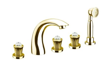 Смеситель на борт ванны Fiore VENERE SKY (SWAROVSKI®) 13OO0608, золото, артикул 13OO0608