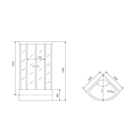 Душевая кабина Timo Standart Silver Fabric T-6600SF, 100x100x220