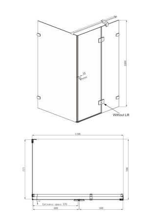 Душевой уголок Ambassador Abner 10011103R-ST2, прямоугольный, линейный трап, 120х80