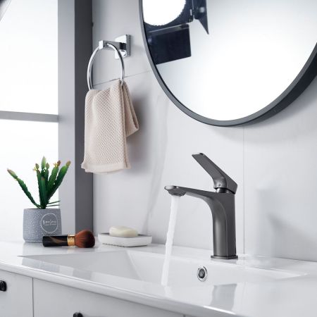 Смеситель для раковины Shevanik S4201T, оружейная сталь