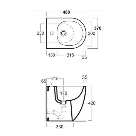 SIMAS Vignoni Биде напольное XS 37х48 см, с 1 отв. под смеситель, цвет: белый