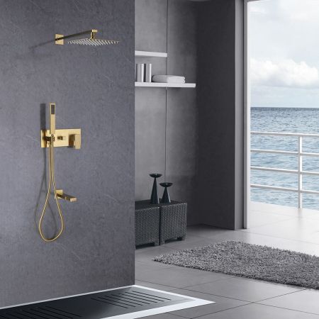 Душевая система ABBER Daheim AF8217G скрытого монтажа с изливом, золото матовое, артикул AF8217G