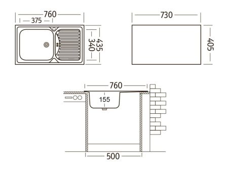 Кухонная мойка UKINOX Классика CLM760.435 --W6K 2L, 43,5*76, артикул CLM760.435 --W6K 2L