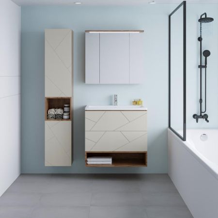 Зеркальный шкаф Бриклаер КРИСТАЛЛ 75 см, дуб крафт табачный, артикул 4627125417207