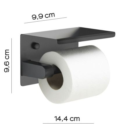 Gedy, бумагодержатель с плоской крышкой - площадкой под телефон, цвет черный матовый, артикул 2839(14)