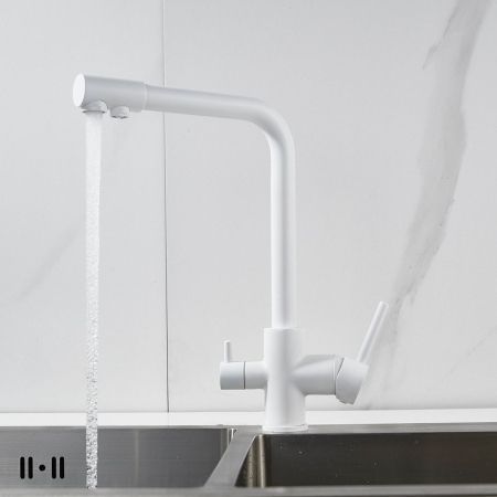 Смеситель для кухни с подключением фильтра Shevanik S328C, белый