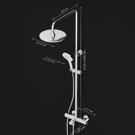 F0780564 Like душ.система, набор: смеситель д/ванны/душа с термостатом, верх.душ.d 250 мм, ручной ду, артикул F0780564