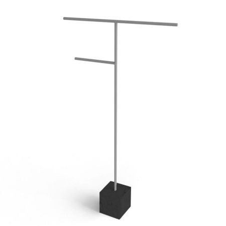 ANTONIO LUPI BIVIO Полотенцедержатель напольный, база из мрамора Nero Marquinia satinato, структура из латуни в отделке Nero goffrato, артикул BIVIO3.6/545.nero marquinia