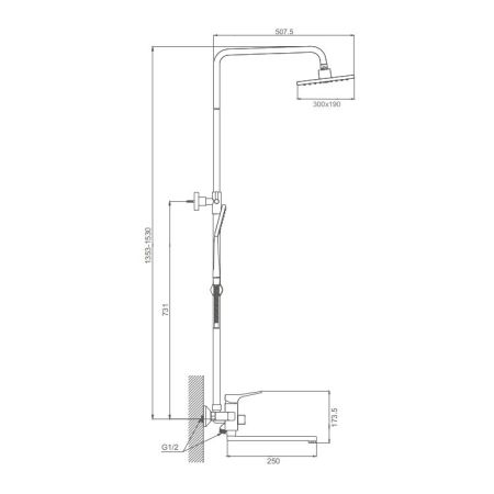 Душевая система Prohanss P62.24.09, графит