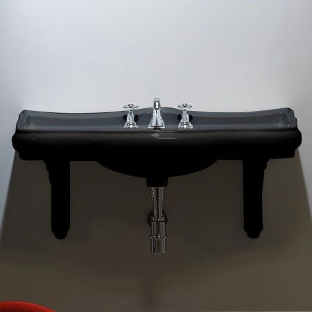 KERASAN Retro, раковина 100*54,5см с 3 отв., цвет: черный блестящий, артикул 105004 nero*3