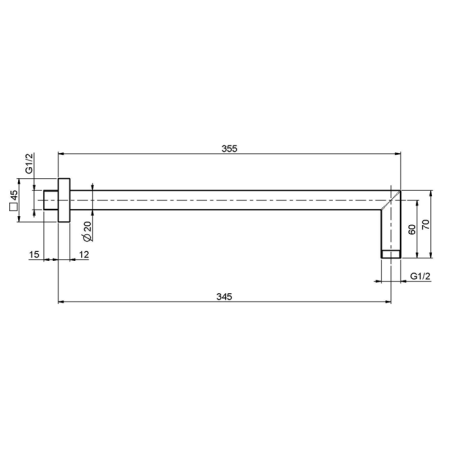 Держатель верхнего душа, Fima Carlo Frattini, Showerhead, вид-настенный, вынос, мм-350, 1/2”, цвет-хром, артикул F2538CR