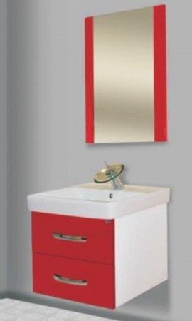 Тумба под раковину Bellezza Рокко 50 4633706000034 подвесная Красная Белая, артикул 4633706000034
