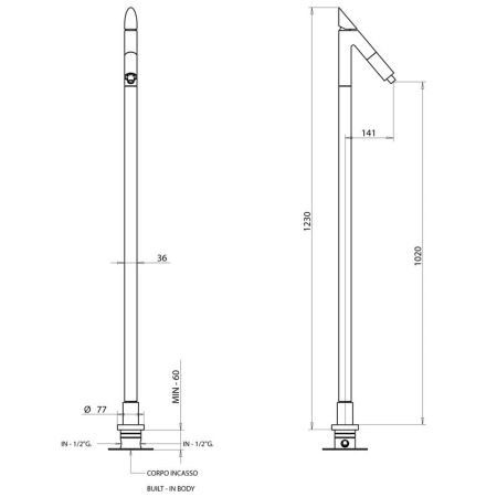 Bongio Mini One Смеситель напольный, h1230 мм, цвет хром, артикул 41533CR00