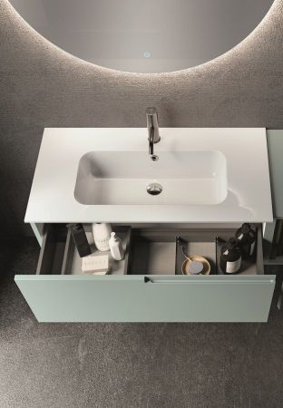 IBC, раковина из минерального литья 90 см c отверстием под смеситель, цвет белый, артикул L409СM