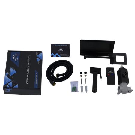 Гигиенический душ со смесителем и держателем туалетной бумаги FASHUN A57704-7, чёрный