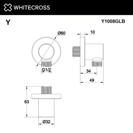 Угловой соединительный элемент WHITECROSS Y1008GLB (брашированное золото)