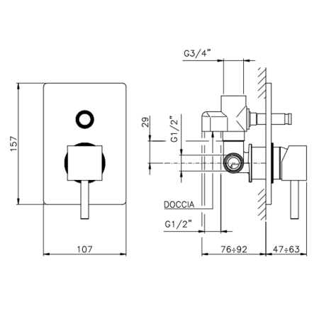 Nicolazzi Antelao Смеситель для душа с переключателем встаиваемый на 1 отверствие, цвет: хром, артикул 3896CR