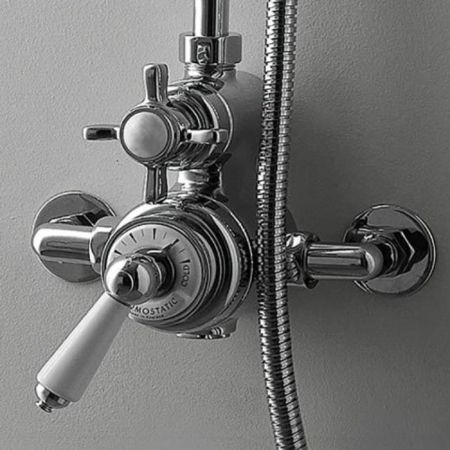 Devon Термостат наружнего монтажа, для душевой для стойки MARK3182CR/MARK618CR, с ручкой белой, цвет: хром, артикул MARM74CR