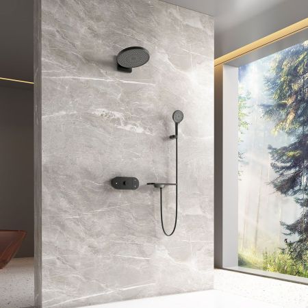 Душевой комплект Futura VSFW-2F12TMB термостатический встраиваемый, 3 режима, черный матовый, артикул VSFW-2F12TMB