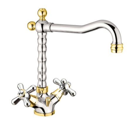 Смеситель для раковины Fiore MARGOT SKY (SWAROVSKI®) 01CO0625, хром/золото, артикул 01CO0625