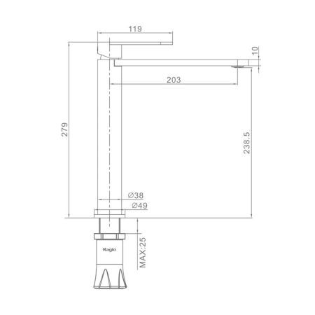 Смеситель для раковины высокий Raglo R10.15.03, золотой сатин