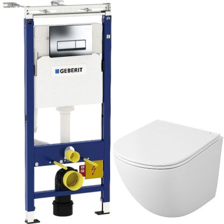 Комплект унитаза Owl 1975 Vind OWLT190302 с инсталляцией Geberit Duofix Plattenbau Delta UP100 458.125.21.1 с сиденьем Микролифт и клавишей смыва Хром