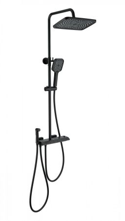Душевая система с техническим душем и термостатом WONZON & WOGHAND MUSE Piano, Черный матовый (WW-B4132-A-MB), артикул WW-B4132-A-MB