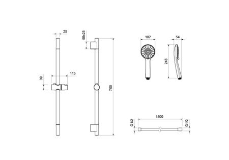 Душевой гарнитур 3jet 65 см AQUATEK AQ2017CR БЕТТА, артикул AQ2017CR