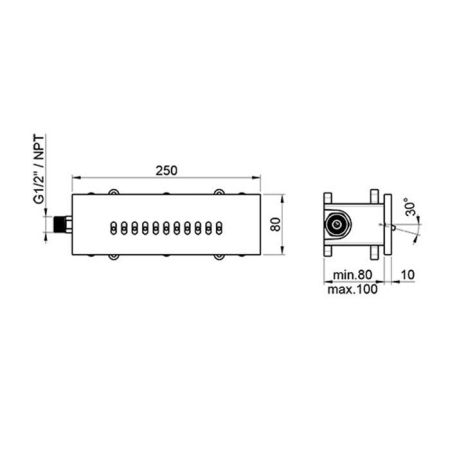 Almar Излив из стены движущийся, 250х80 мм, нерж. сталь, артикул E044245.MS