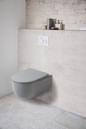 Унитаз подвесной Evo VT1-34SMG безободковый, цвет серый матовый, ультратонкое soft-close сиденье, артикул VT1-34SMG