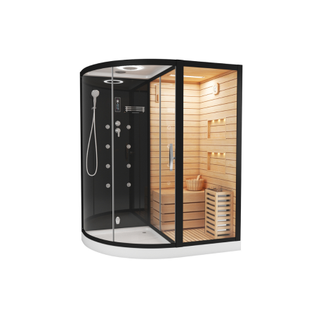 Сауна LUGANO Nero-R Black комбинированная 2в1 Cerutti SPA 1800x1100x2230, артикул CT8344