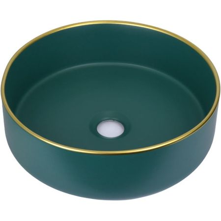 Раковина-чаша Bronze de Luxe 36 1054 Зеленая с золотым ободом