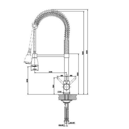 Смеситель для кухни с гибким изливом D-Lin D159315-2, хром