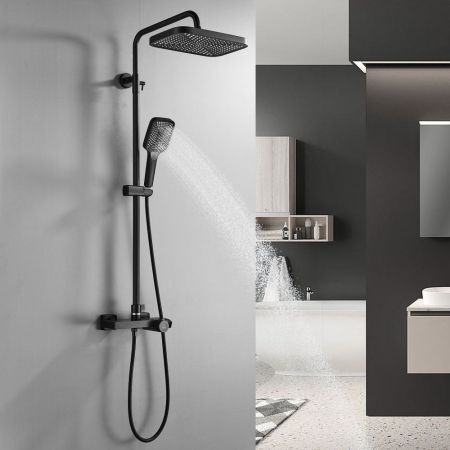 Душевая система с термостатом Rose R1896H-6, черный