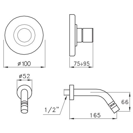 Stella Lucilla Внешняя часть встраиваемого смесителя для раковины 3868MC P.V., длина излива 165мм, цвет: хром, артикул LL 01411 CR00