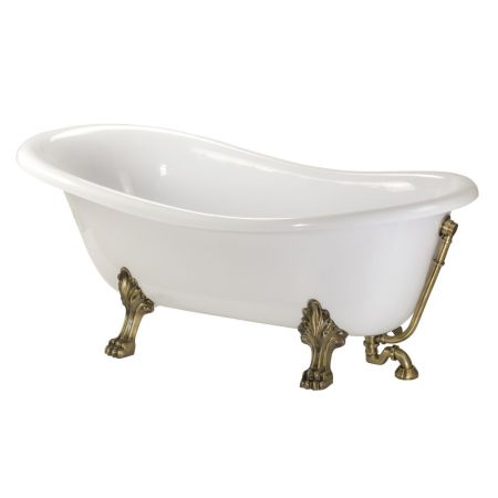 MILADY Ванна 185x82хH75 см. на лапах "LEONE" STANDART, белая, слив/перелив бронза, артикул 26921