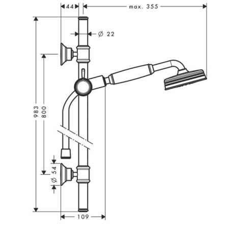 AX Montreux Душевой гарнитур (ручной душ 1jet + штанга + держаель для душа), цвет: шлифованный никель
