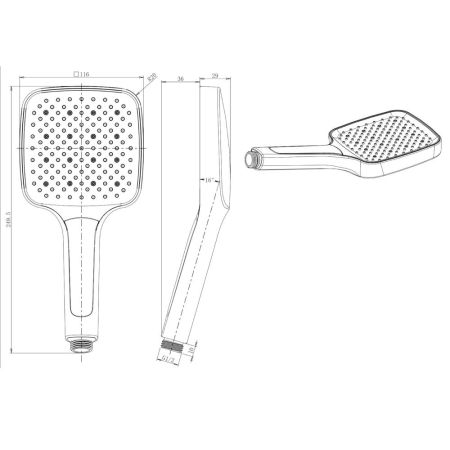 Душевая лейка Savol SK-SP03, черный, артикул SK-SP03