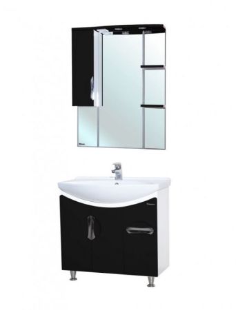 Зеркало со шкафом Bellezza Лагуна 75 R 4612112001040 с подсветкой R Черное Белое