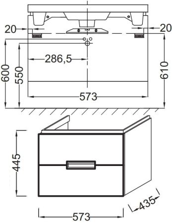 Тумба под раковину Jacob Delafon Reve 60 EB1134-G1C подвесная Белая глянцевая, артикул EB1134-G1C