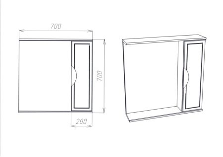 Зеркальный Шкаф VIANT  "Лима" 70 без света 160х700х700 (VLIM70-ZSH), артикул VLIM70-ZSH