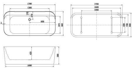 Акриловая ванна Allen Brau Infinity 1 170x80 2.21001.21, артикул 2.21001.21
